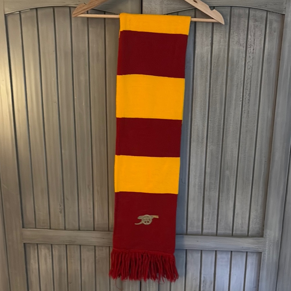 ARSENAL Red and Yellow Striped Scarf with Logo